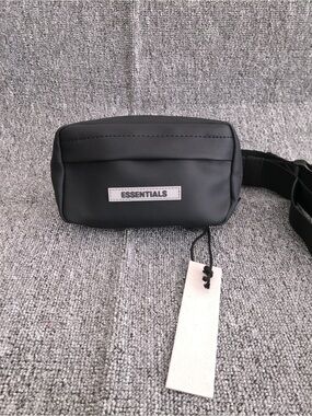 ESSENTIALS Black Men's Belt Bag with Front Logo
